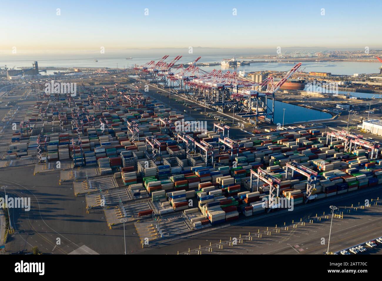 Hafen von Long Beach und Los Angeles Container Yard Stockfoto