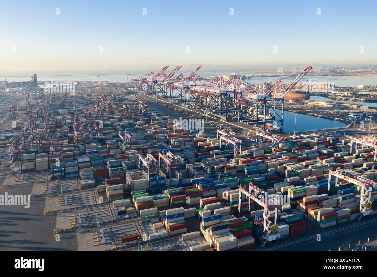 Hafen von Long Beach und Los Angeles Container Yard Stockfoto