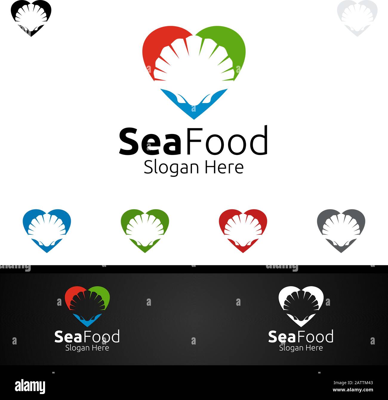 Scallops Seafood Logo für Restaurant oder Café Stock Vektor