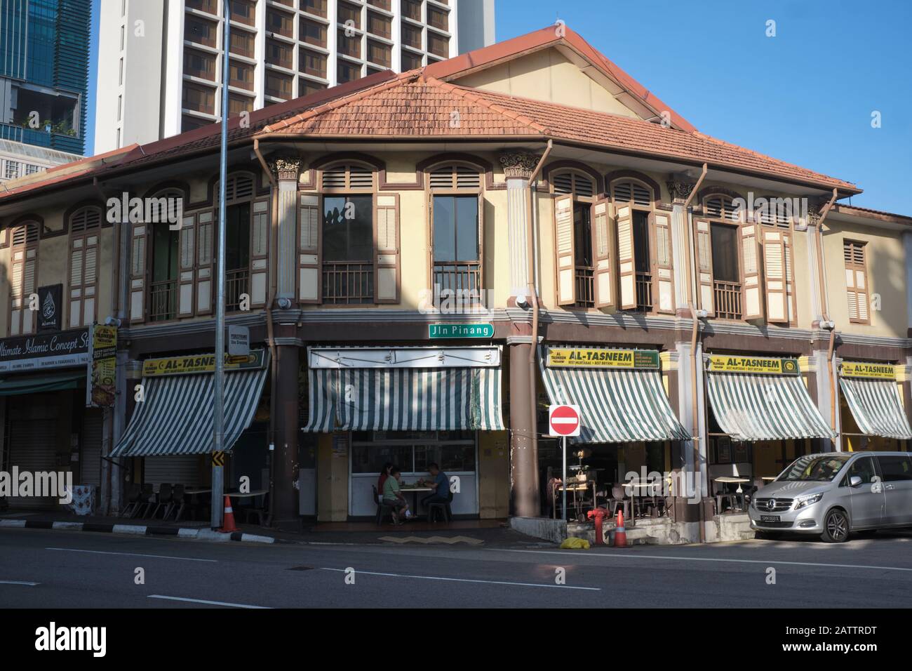 Al-Tasneem Restaurant in der North Bridge Road, Kampong Glam, Singapur, traditionell malaiisch/muslimisch Stockfoto