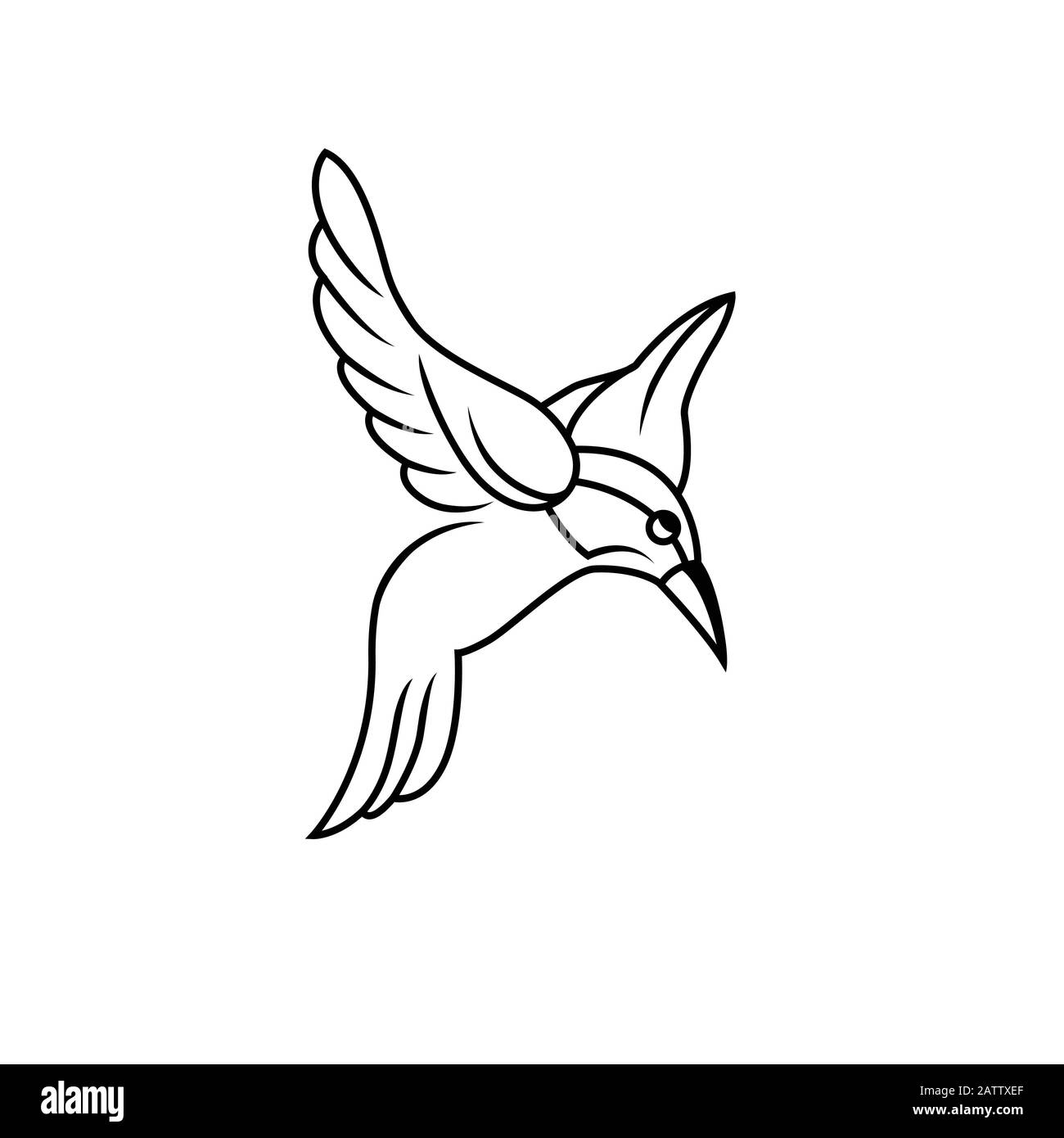 Naturvogel-Logo-Illustration, Naturvogel-Logo, Tierrettungsstiftung, fliegendes Vogel-Logo, Strichart-Vogelsymbol, Tier-Vogelzeichen, Freivogel-Symbol, V Stock Vektor