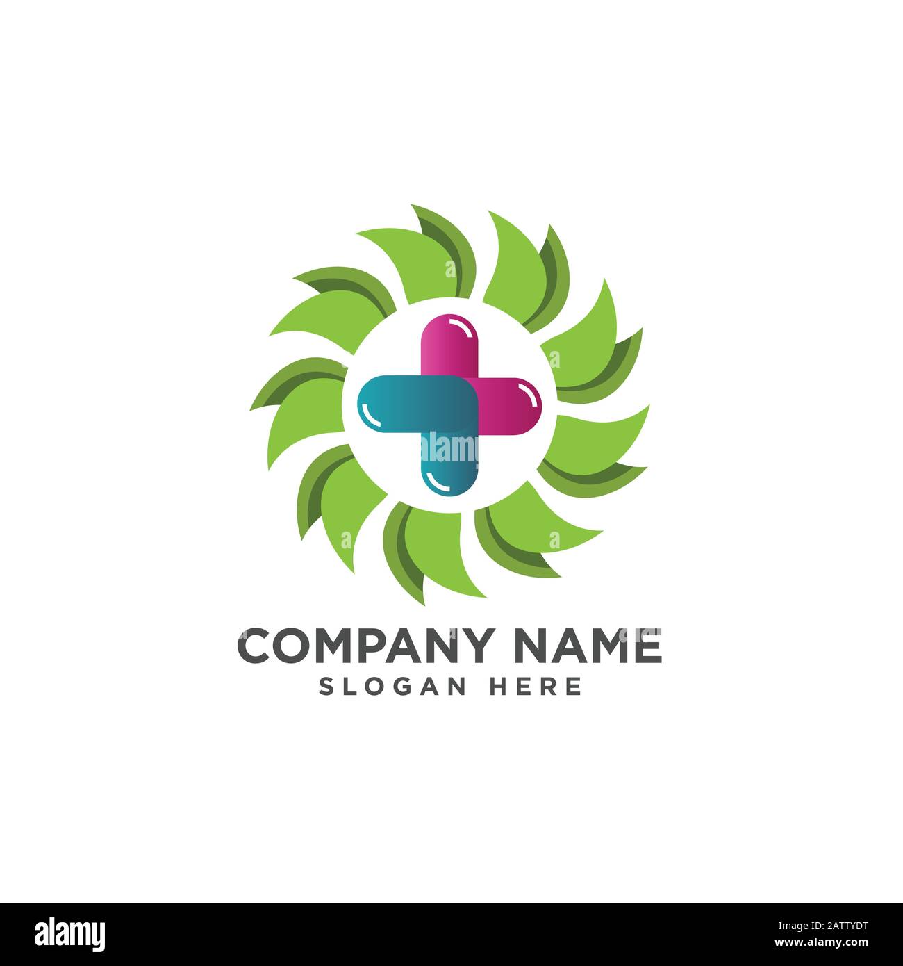 Symbol für die medizinische Gesundheit. Logo für die pflanzliche Gesundheitspflege. Logo für die Natur Stock Vektor