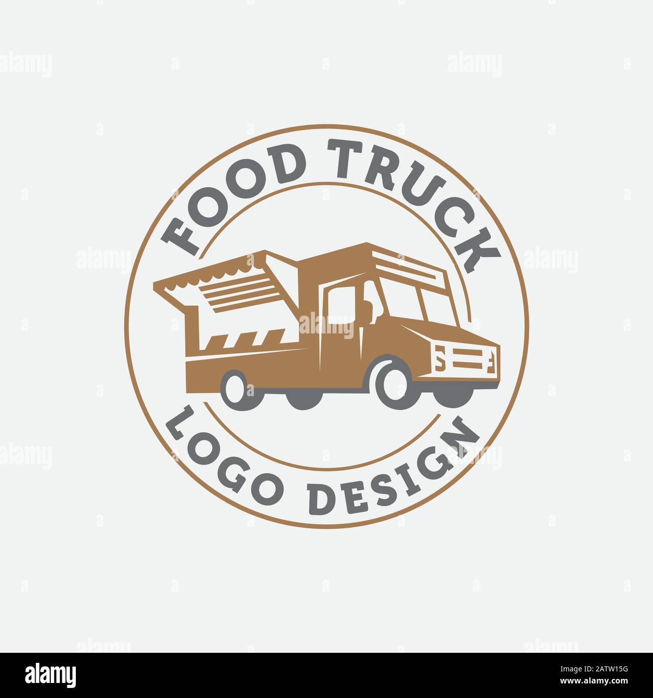 Lebensmittel weißer Hintergrund Vintage Küche Druckelement mit Gabel und Messer, Text und LKW auf Grunge Punkt, Eps 10 Stock Vektor