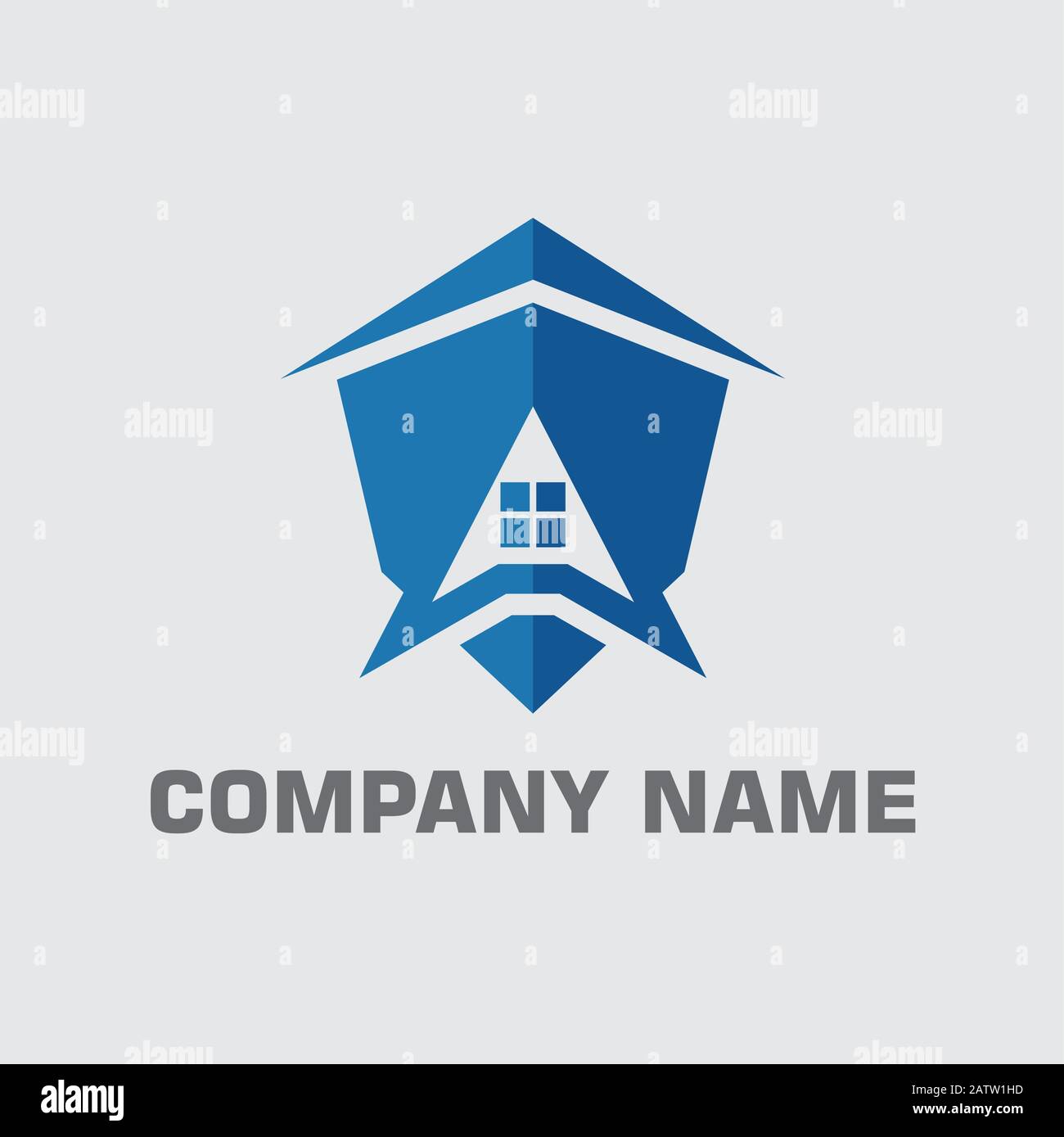 Abbildung des Konzepts des Immobilienlogos, Gebäudelogo im klassischen Grafikstil, Logo der Citysearch, abstraktes Vektorlogo von Gebäuden Stock Vektor