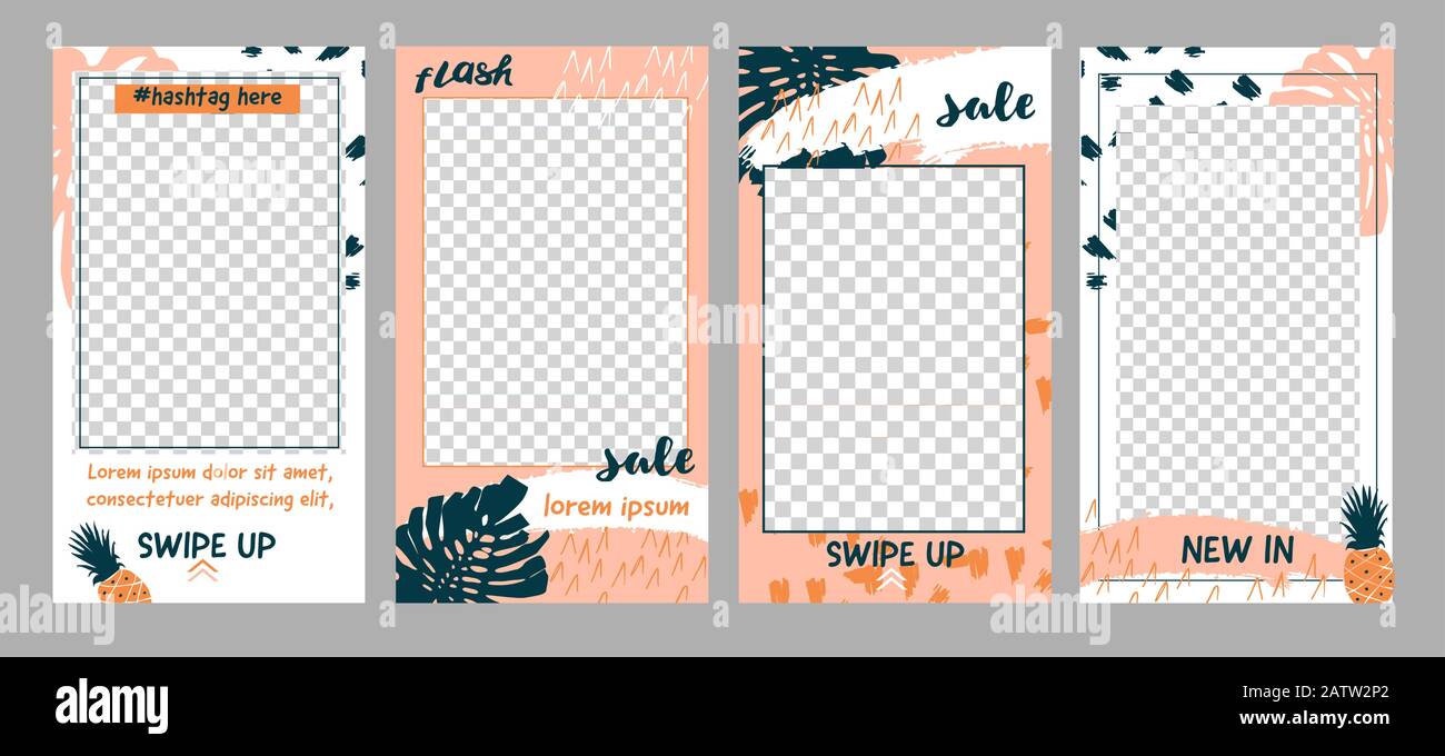 Vorlagen mit Platz für Fotos zum Erstellen von Storys für beliebte soziale Medien Stock Vektor