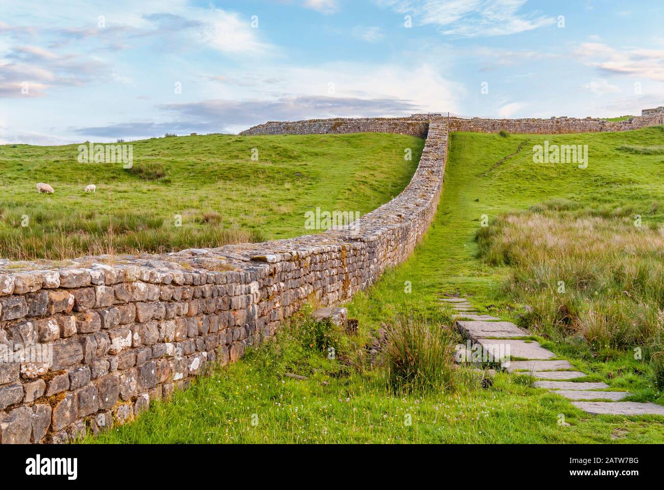 Morgendämmerung an der Hadrians Wall, North Cumbria, Nordengland Stockfoto