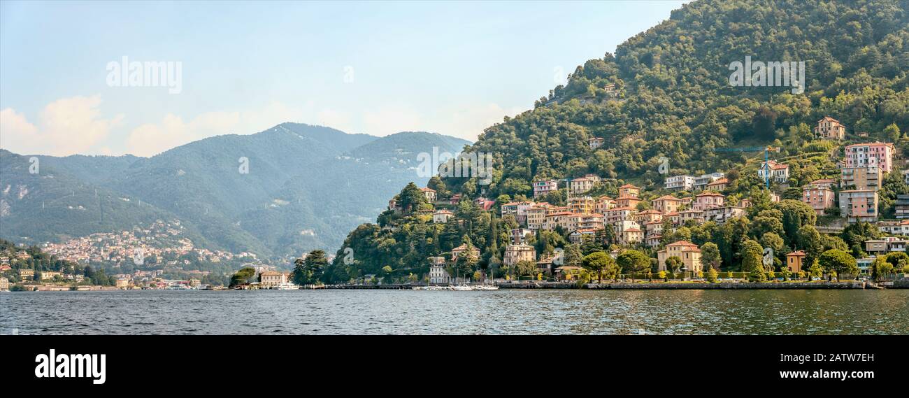 Panoramasicht über den Comer See von Como, Italien Stockfoto
