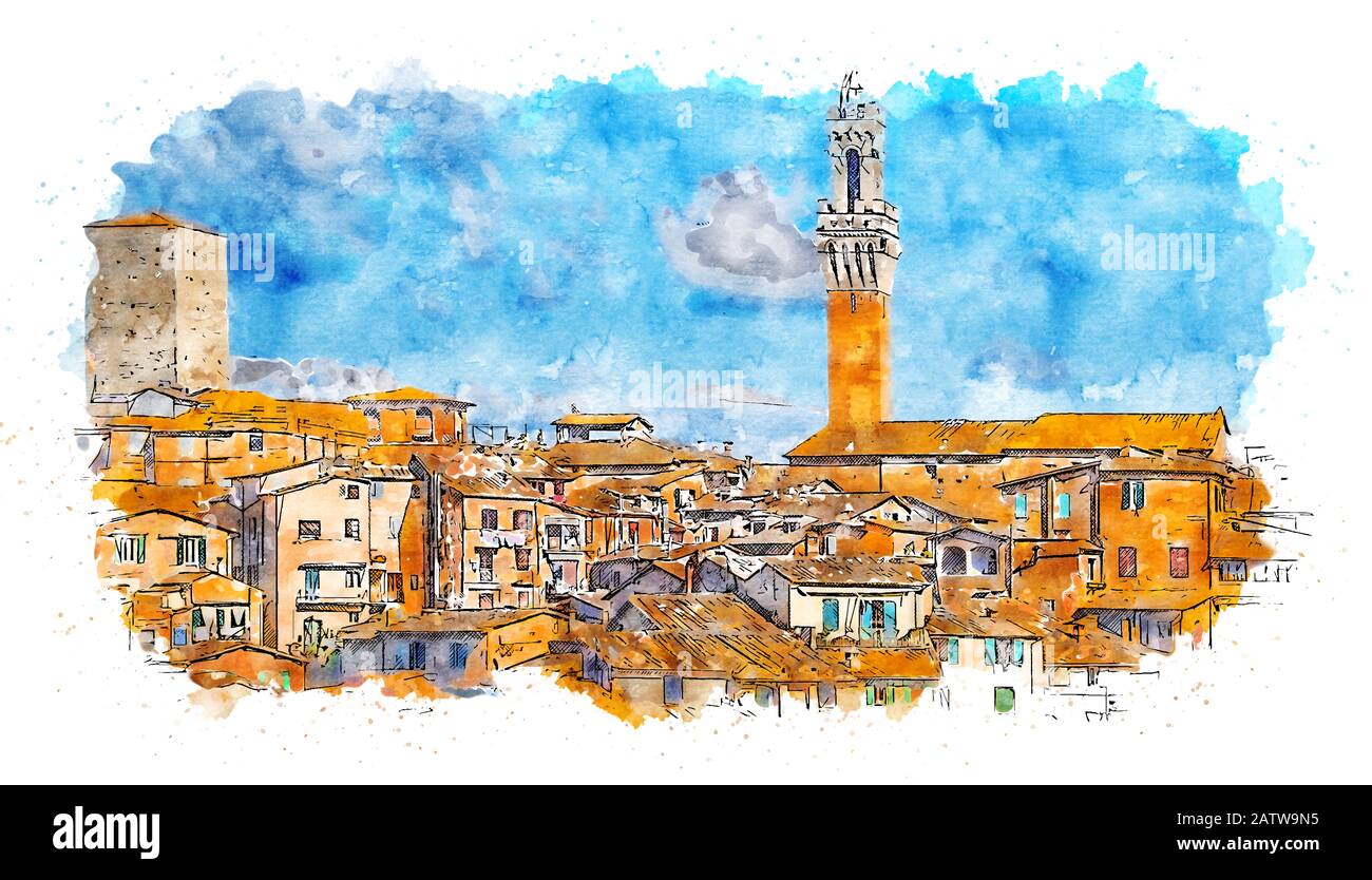 Siena ist eine italienische Stadt, die Hauptstadt der gleichnamigen Provinz in der Toskana Stockfoto