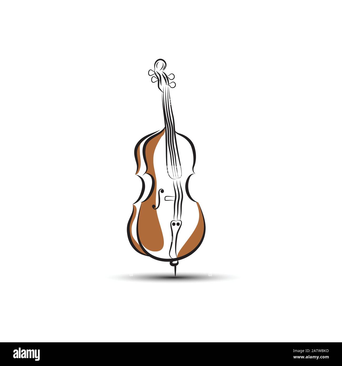 Cello Vektor mit einer Linie Kunstzeichnung. Stock Vektor