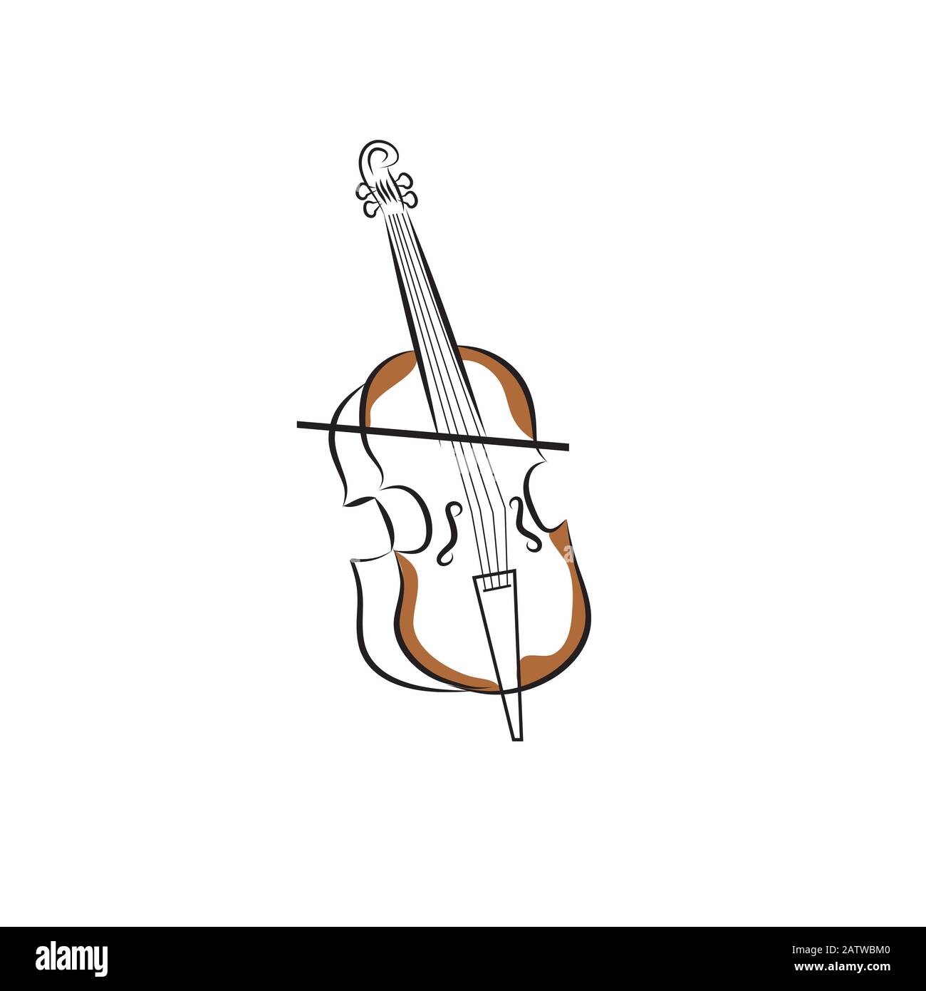 Cello Vektor mit einer Linie Kunstzeichnung. Stock Vektor
