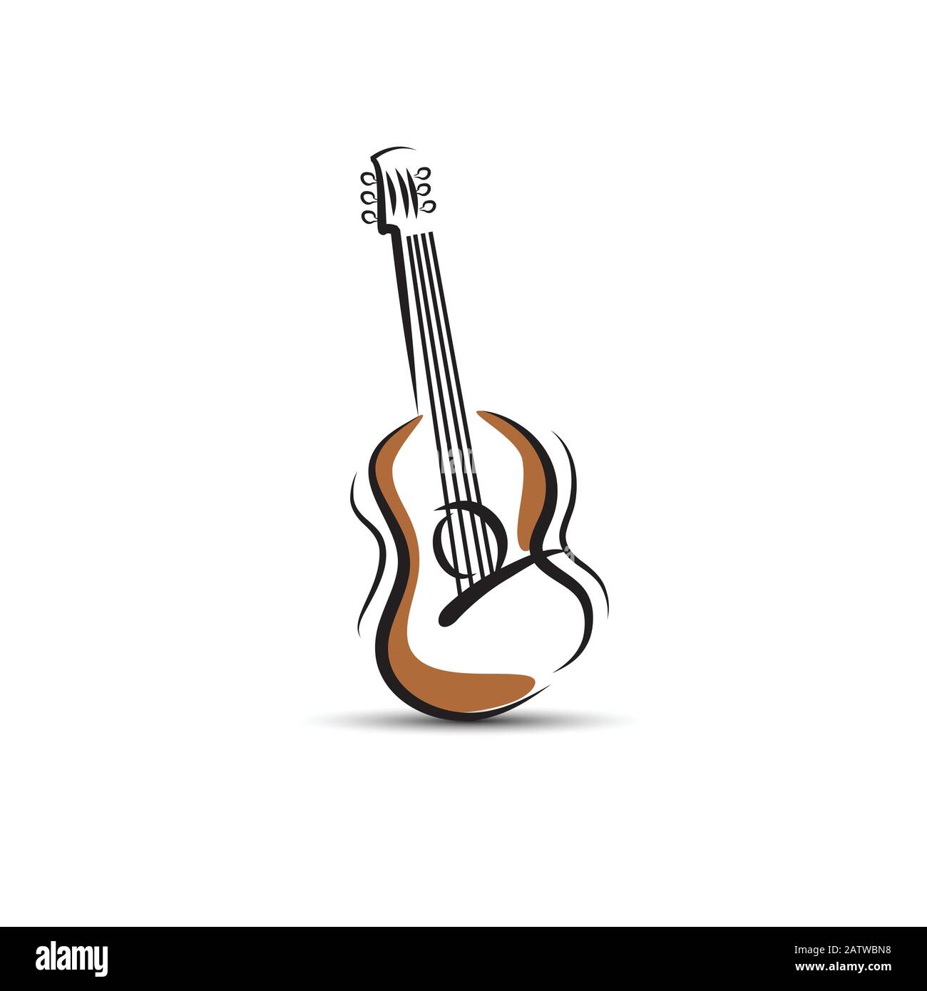 Gitarrensymbol Vektor, akustisches Musikinstrument auf weißem Hintergrund Isoliert. Trendy Flat Style für Grafikdesign, Logo, Website, Social Media, Stock Vektor