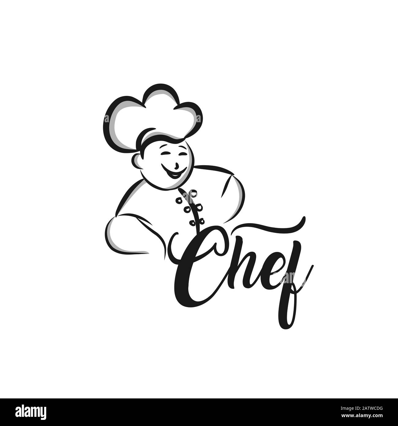 Monochrome Illustration des Whiskered Chefs Stock Vektor
