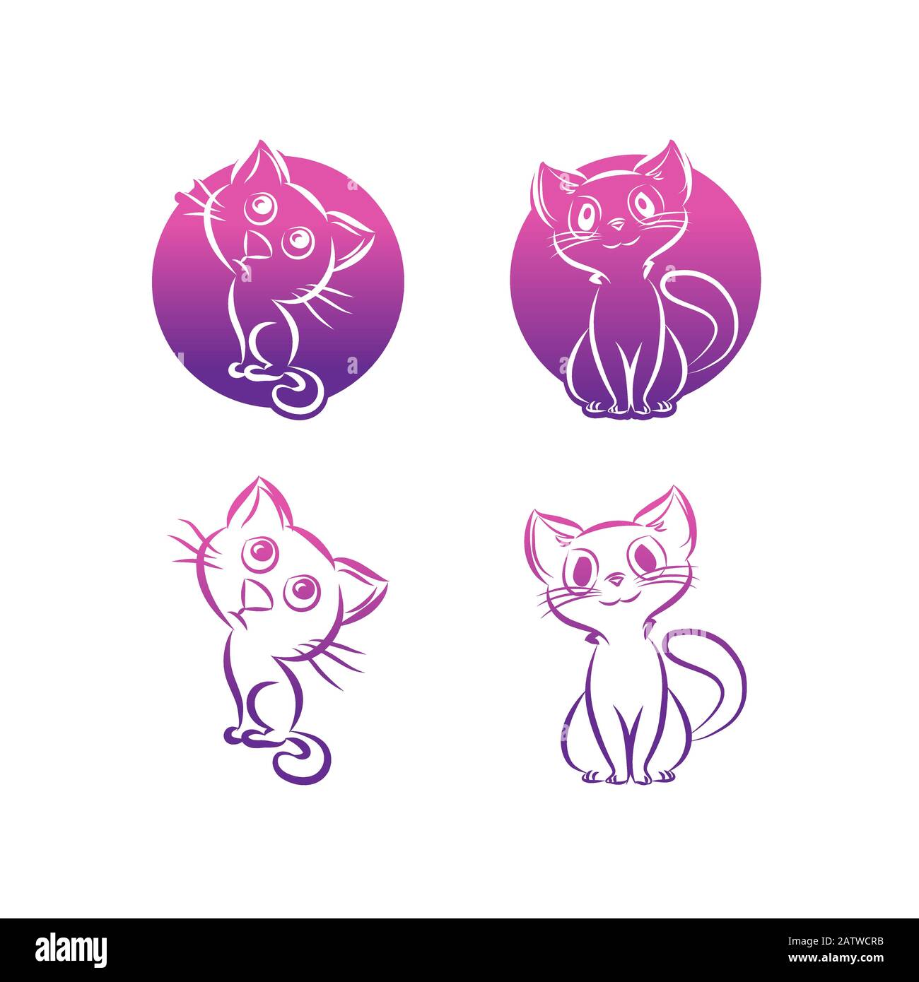 Einzeilige Silhouette im Katzen-Design. Handgezeichnete Vektorgrafiken im Minimalismus-Stil Stock Vektor