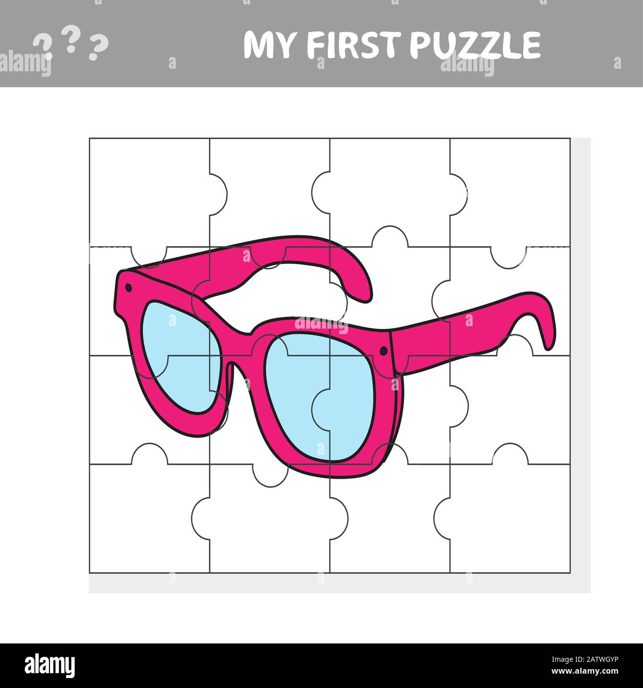 Brille. Bildungs-Papierspiel für Kinder im Vorschulalter. Vektorgrafiken.  Mein erstes Rätsel Stock-Vektorgrafik - Alamy