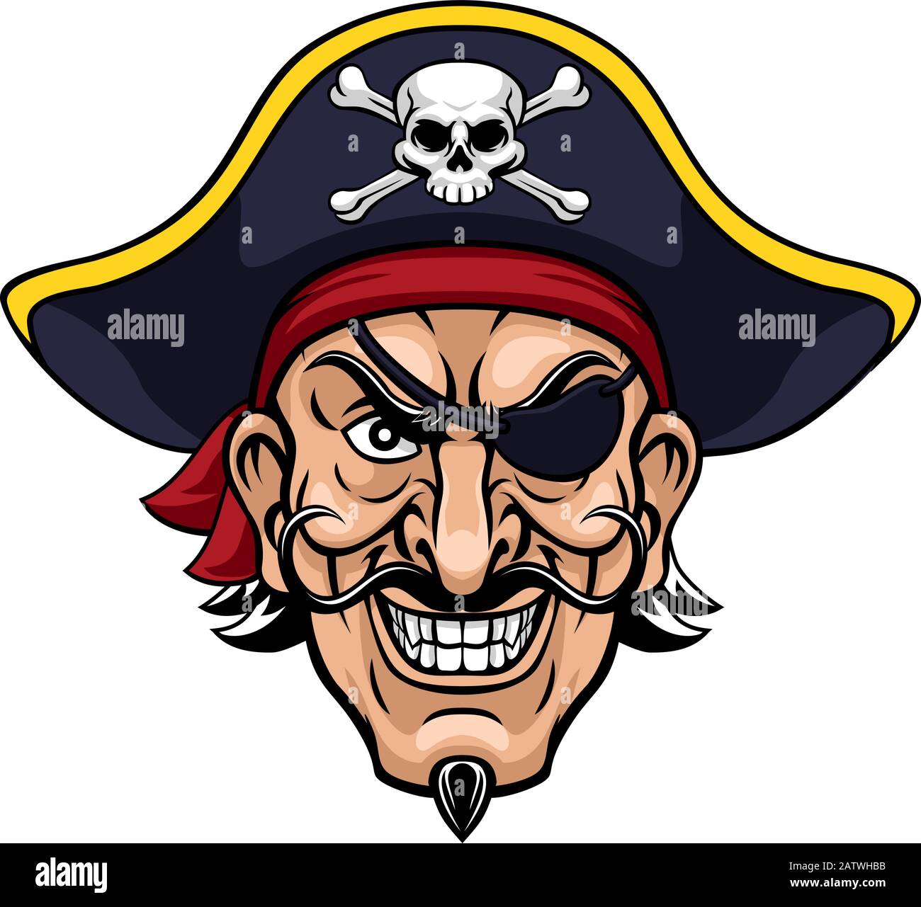 Piraten Kapitän Zeichentrickfigur Maskottchen Stock Vektor