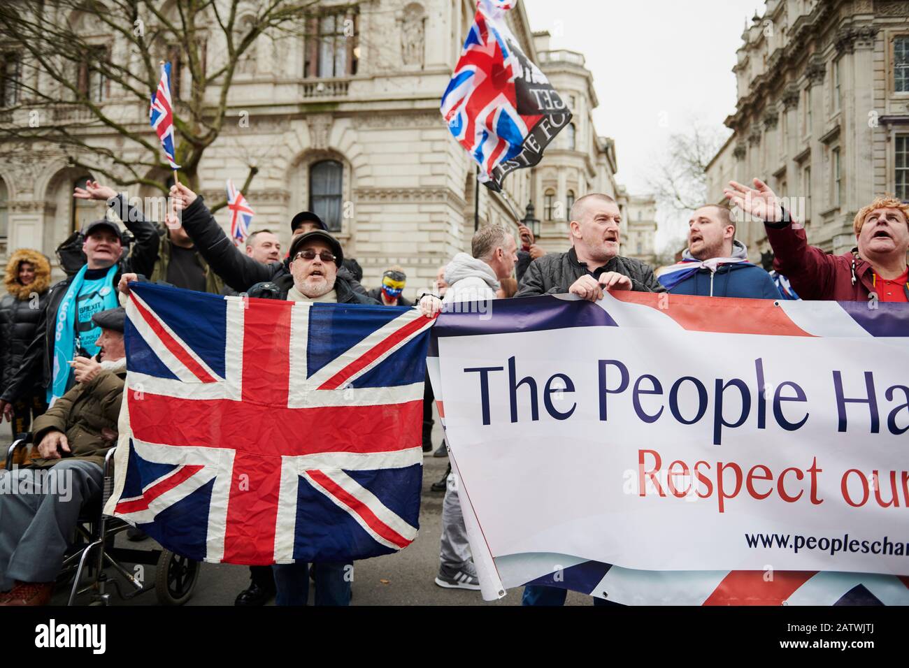 Brexit Supporter Crash Bleibt Zurück Stockfoto