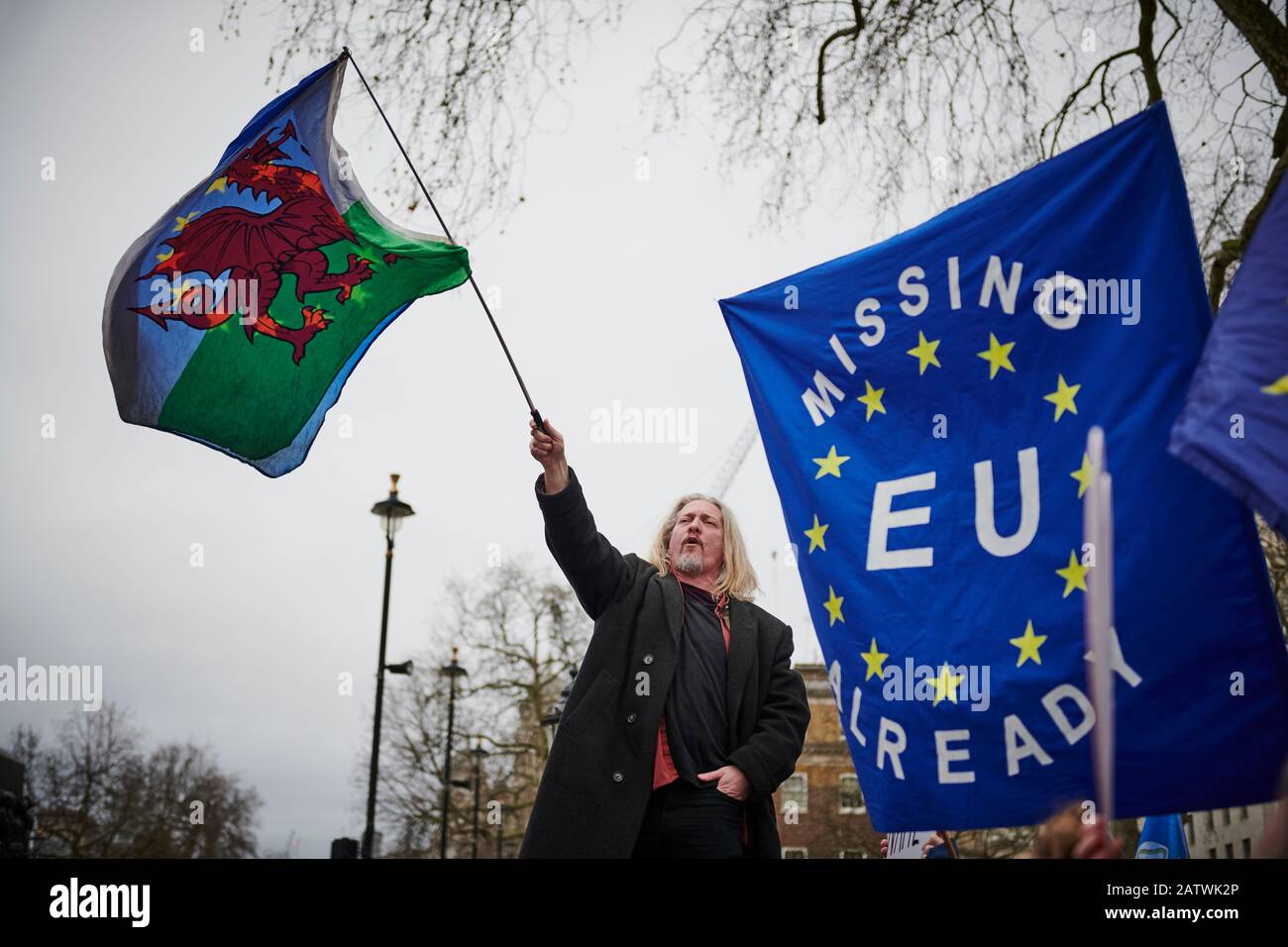 Brexit, wie es passiert. Realer/Pro EU Stockfoto