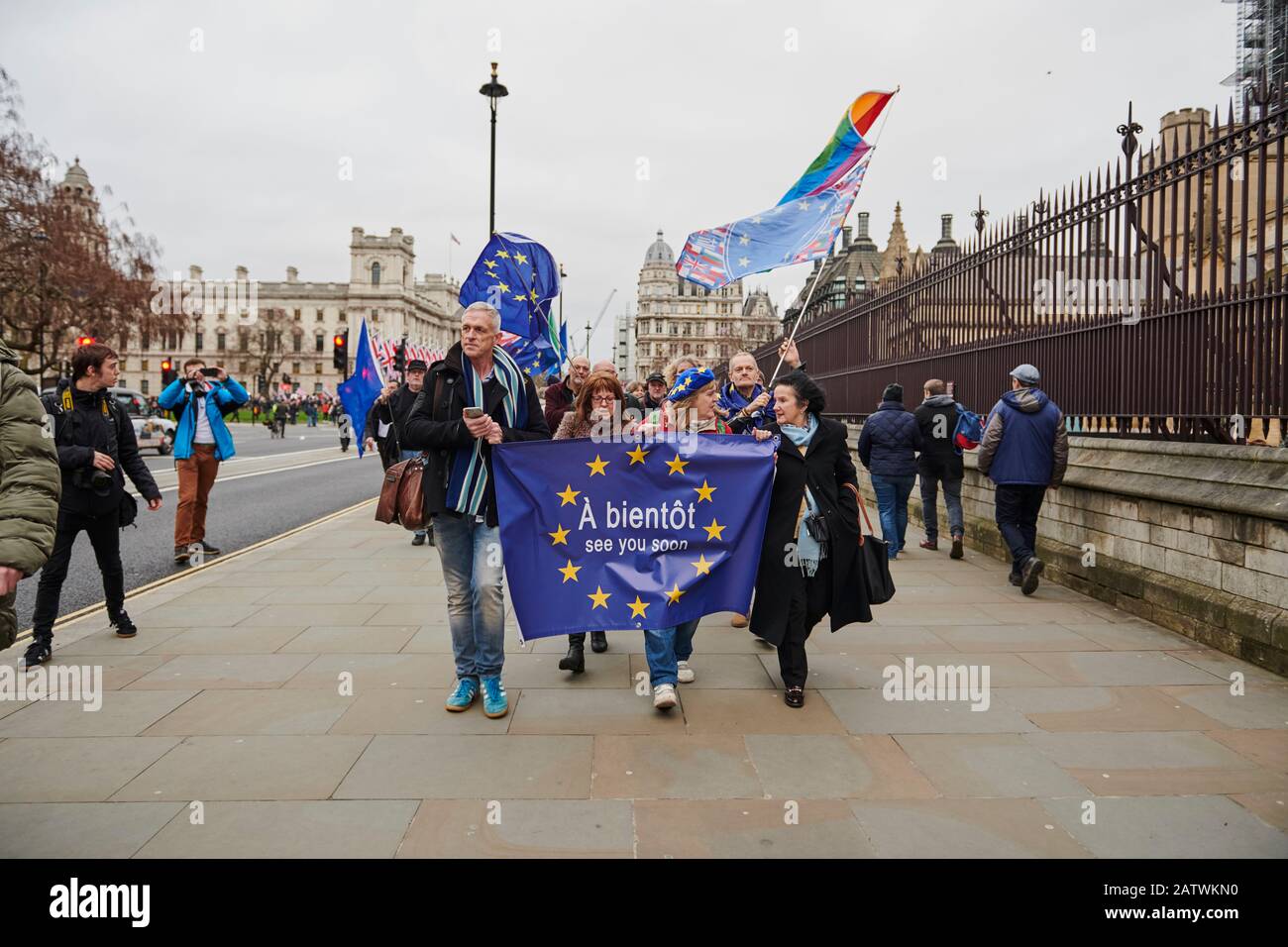 Brexit, wie es passiert. Realer/Pro EU Stockfoto