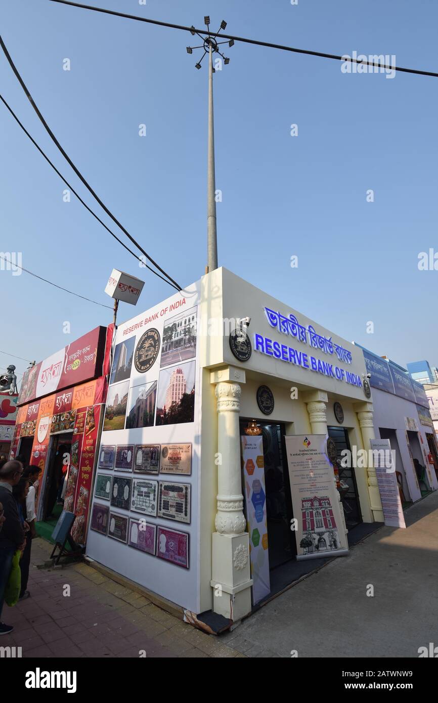 Pavillon der Reserve Bank of India auf der '44. Internationalen Kalkata-Buchmesse 2020' auf dem Central Park Fair Ground in Salt Lake City. Stockfoto