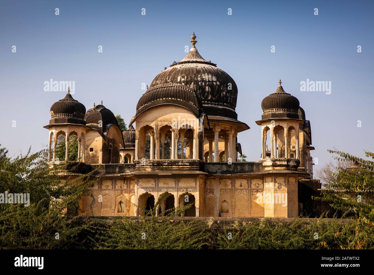 Indien, Rajasthan, Shekhawati, Dundlod, Chhatri Gedenkcenotaph am südlichen Rand der Stadt Stockfoto