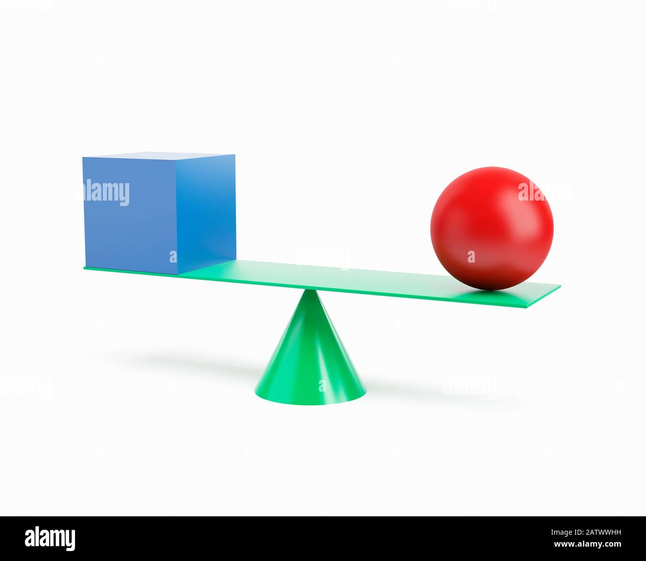Balance oder Gleichstellungskonzept zwischen zwei verschiedenen Elementen Stockfoto