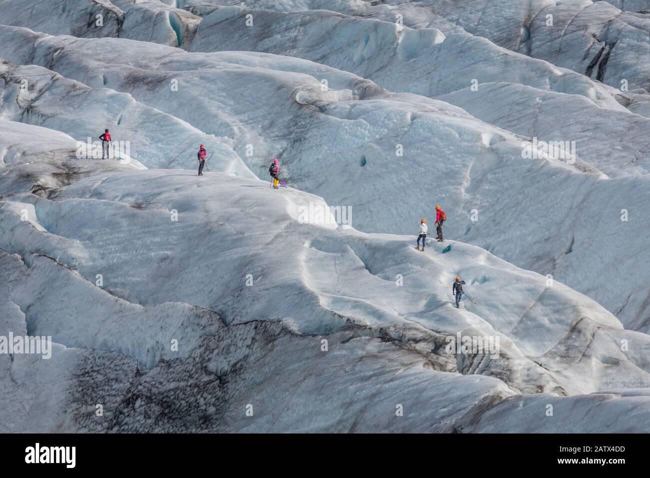 Svinafellsjokull ist ein Auslassgletscher des in Ostisland gelegenen Vatnajokull Ice Cap Stockfoto