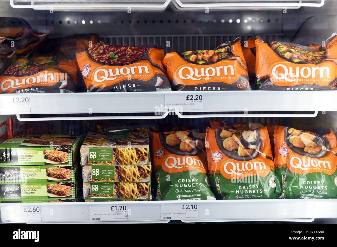 Quorn Produkte im Supermarkt erhältlich Stockfoto