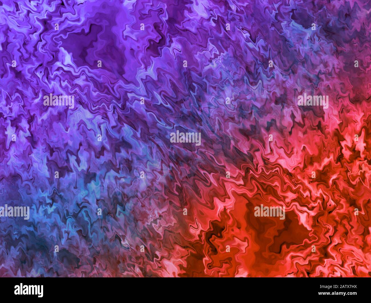 Violett - dynamische Wellenschwingungen in Rot. Abstrakter Hintergrund. Stockfoto