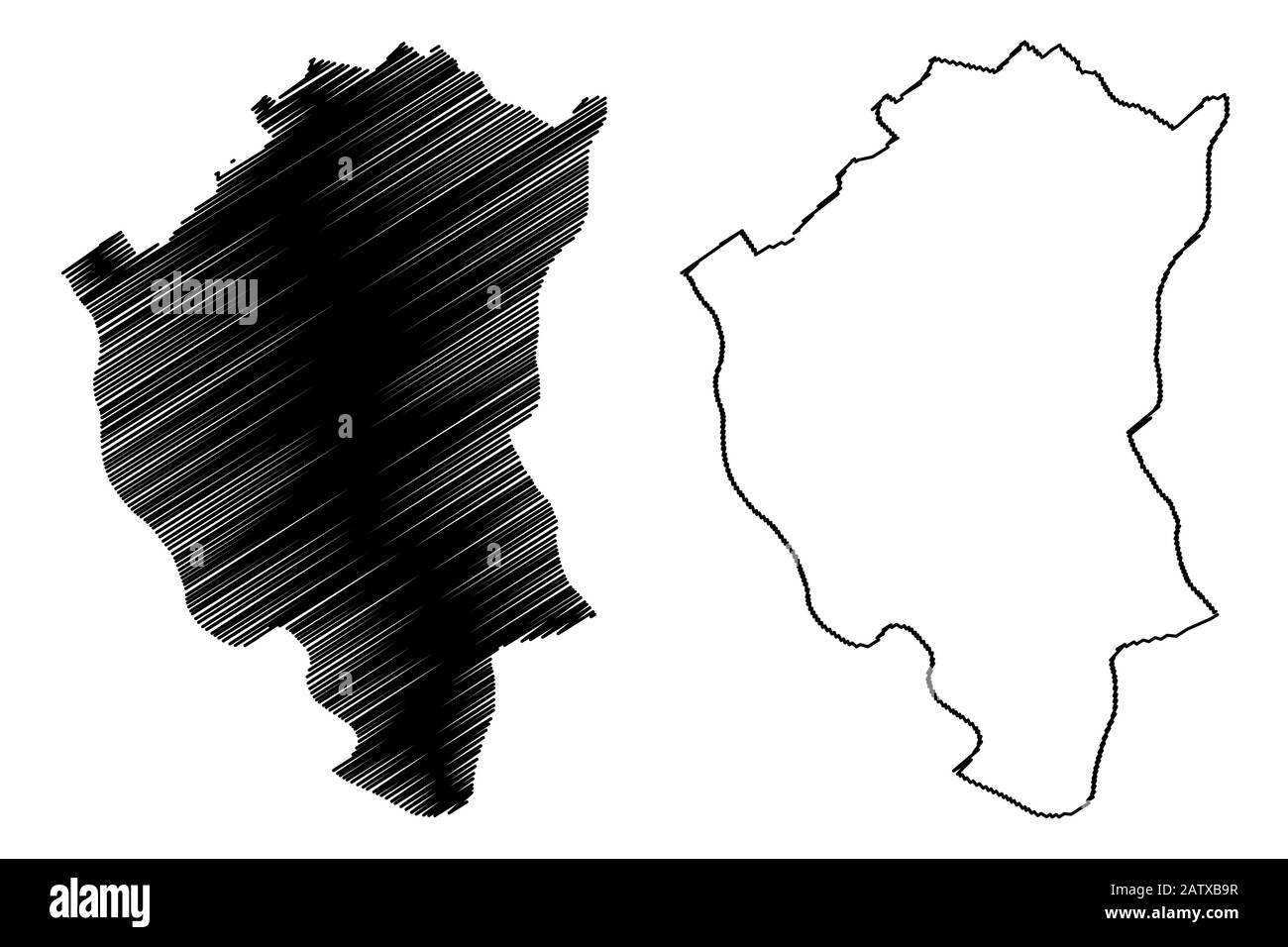 Norden Backa Bezirk (Republik Serbien, Bezirke in der Vojvodina) Karte Vektor-illustration, kritzeln Skizze Norden Backa Karte Stock Vektor