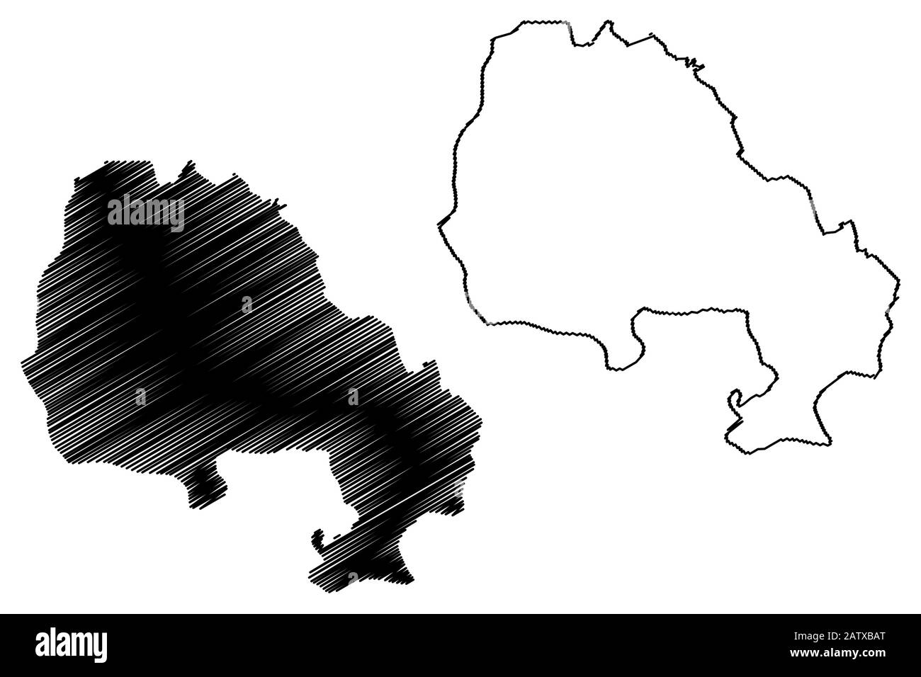 Norden Banat Bezirk (Republik Serbien, Bezirke in der Vojvodina) Karte Vektor-illustration, kritzeln Skizze Norden Banat Karte Stock Vektor