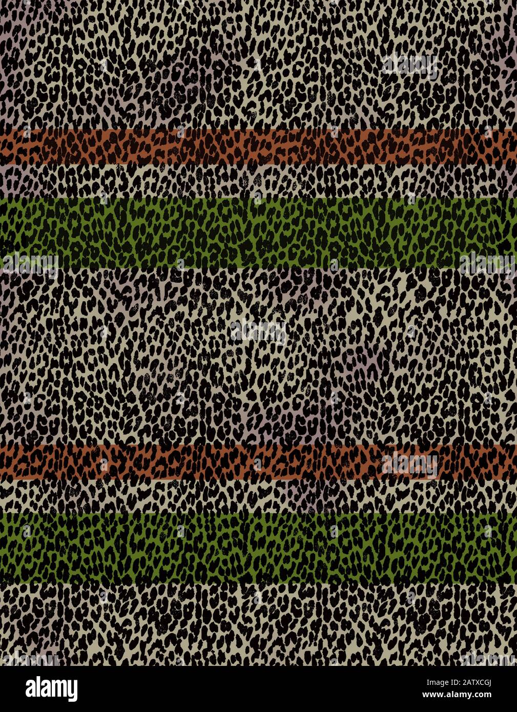 Nahtlose Hauttextur mit farbigen Linien. Leopardenmuster in schwarzer Farbe. - Abbildung Stockfoto