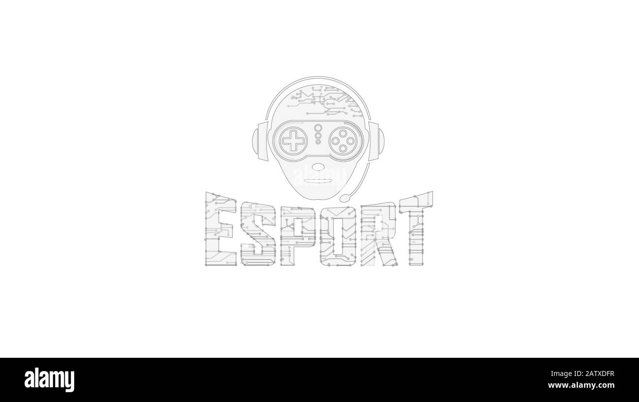 ESport Cyber Games mit Spieler-Symbol-Projekt erstellen. Abstraktes Konzept von Turnier, Spiel, Videospiel und digitalem Sport 3D-Illustration. Zeichnung d Stockfoto
