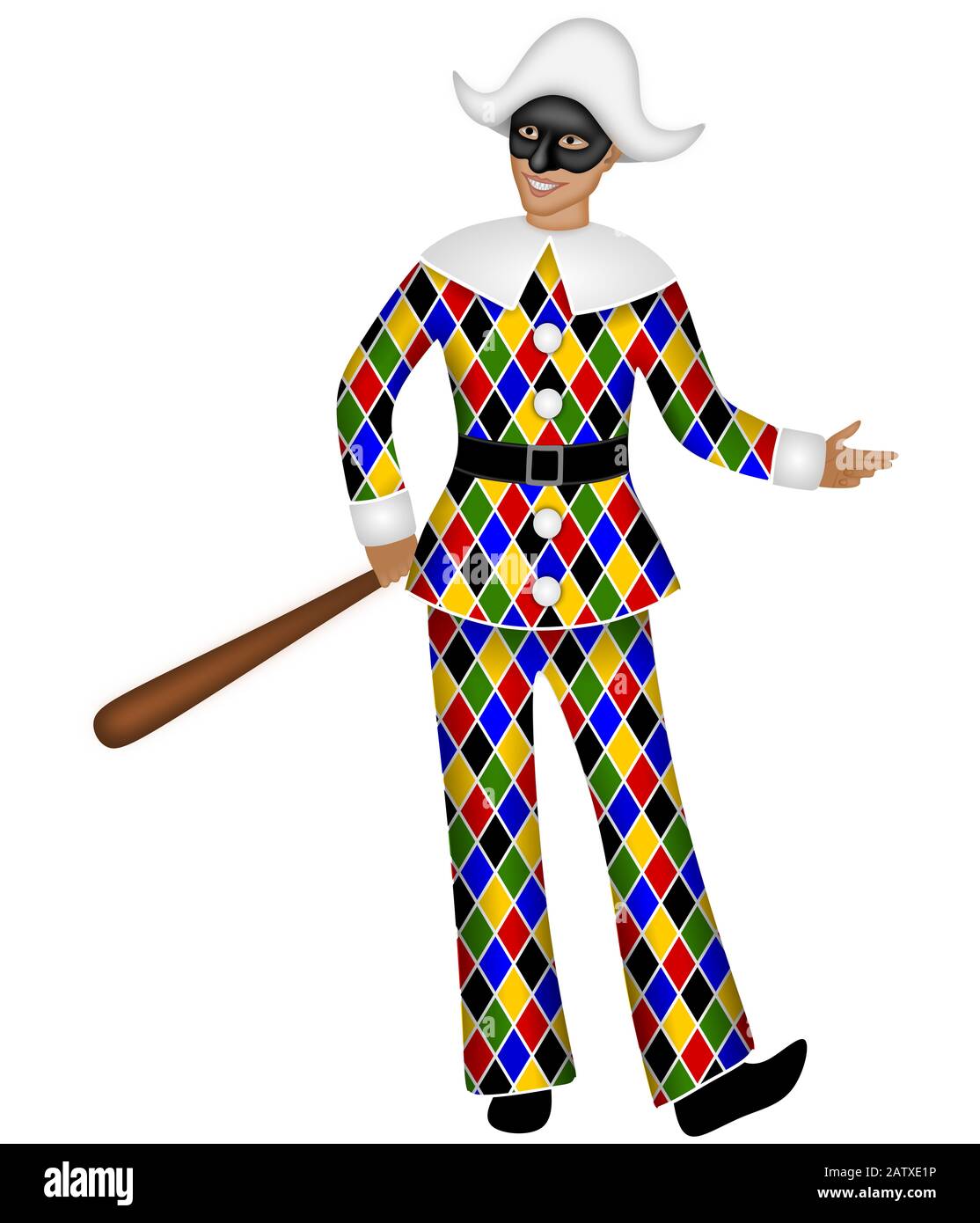 Traditionelle italienische Maske von Arlecchino. Harlequin buntes Karnevalskostüm Stockfoto