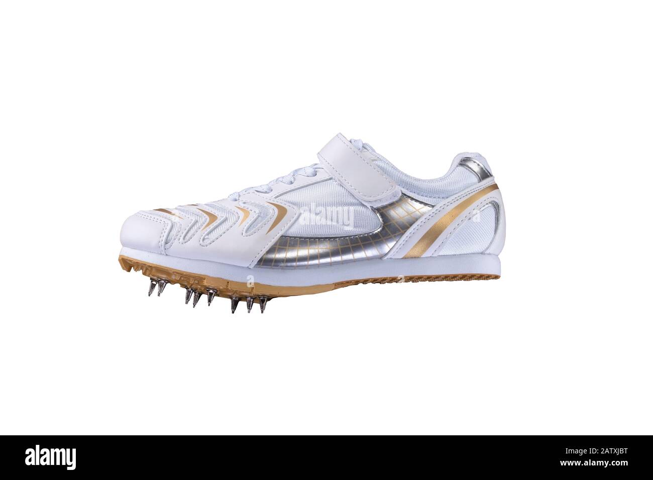 Sportschuhe auf weißem Hintergrund. Weißer Sneaker mit Spitzen. Laufschuhe  aus Leder Stockfotografie - Alamy