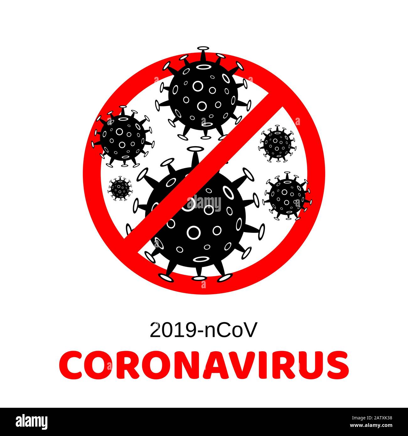 Stoppen Sie Coronavirus (2019-nCoV). Gefährlicher ausbruch des chinesischen nCoV-Coronavirus. Pandemie-Medizinkonzept mit gefährlichen Zellen. Vektorgrafiken Stock Vektor