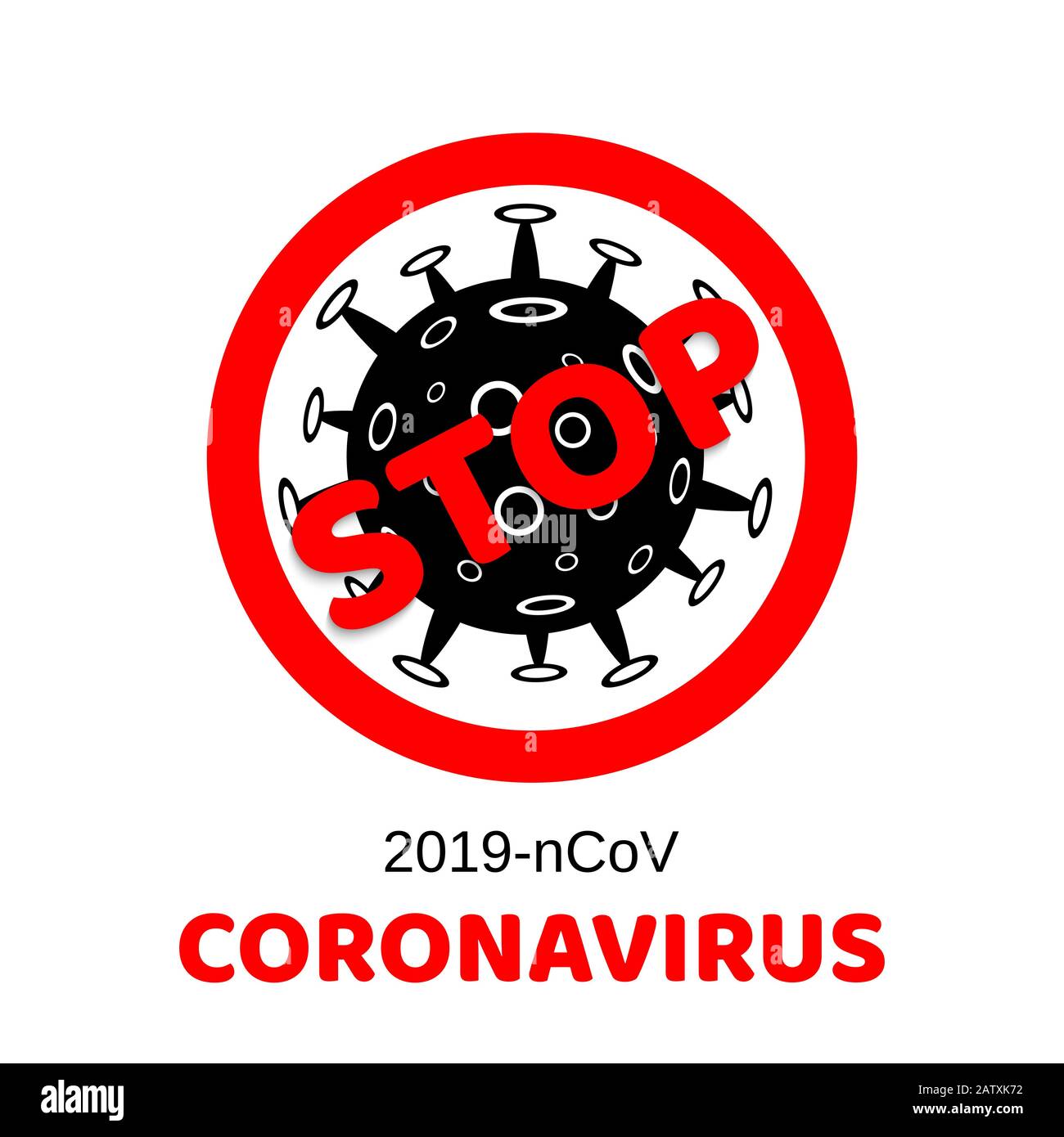 Stoppen Sie Coronavirus (2019-nCoV). Gefährlicher ausbruch des chinesischen nCoV-Coronavirus. Pandemie-Medizinkonzept mit gefährlichen Zellen. Vektorgrafiken Stock Vektor