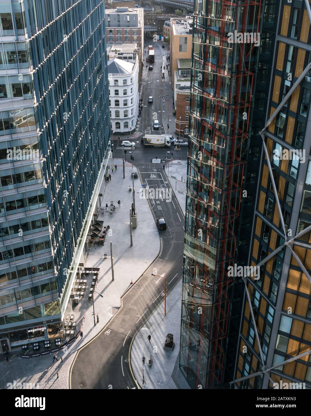 Blavatnik Gebäude. Blick von der Public Viewing-Plattform der Tate Modern Gallery von Bankside und ihren Nachbarn. Stockfoto