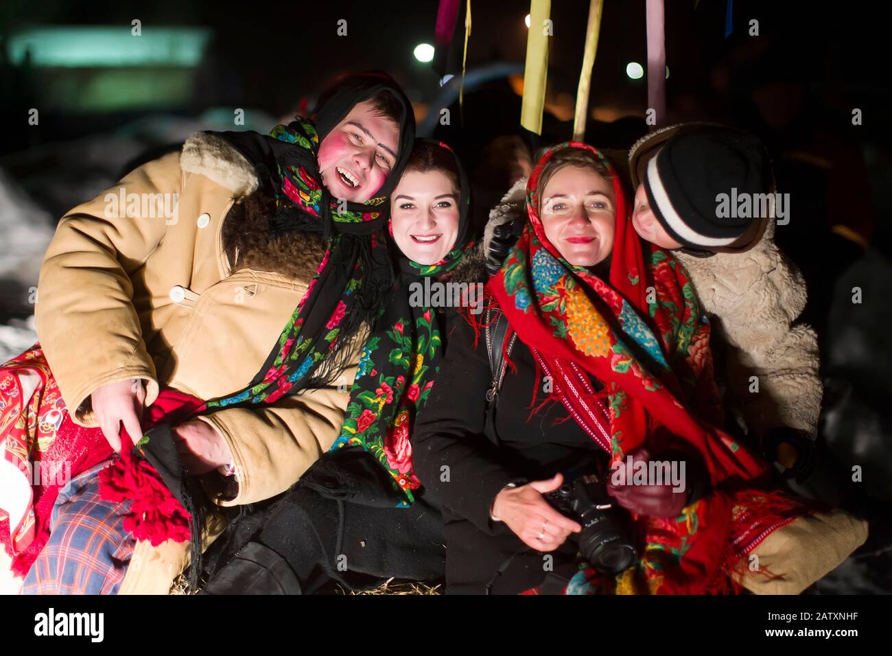 Weißrussland, die Stadt Gomil, 13. Januar 2019. Ritus eines großzügigen Abends. Kalyada-Zeremonie. Slawen-Volksfest am Vorabend des alten Neujahrs Stockfoto