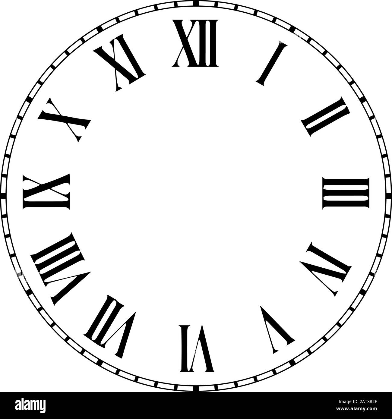 Uhr mit römischen Ziffern Stock Vektor