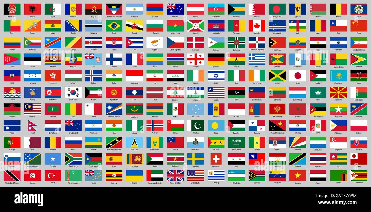 Alle Lander Der Welt Haben Offizielle Nationalflaggen Stock Vektorgrafik Alamy