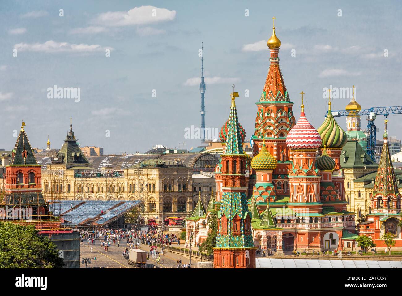 Der Rote Platz in Moskau, Russland. Der Rote Platz ist die wichtigste Touristenattraktion Moskaus. Stockfoto