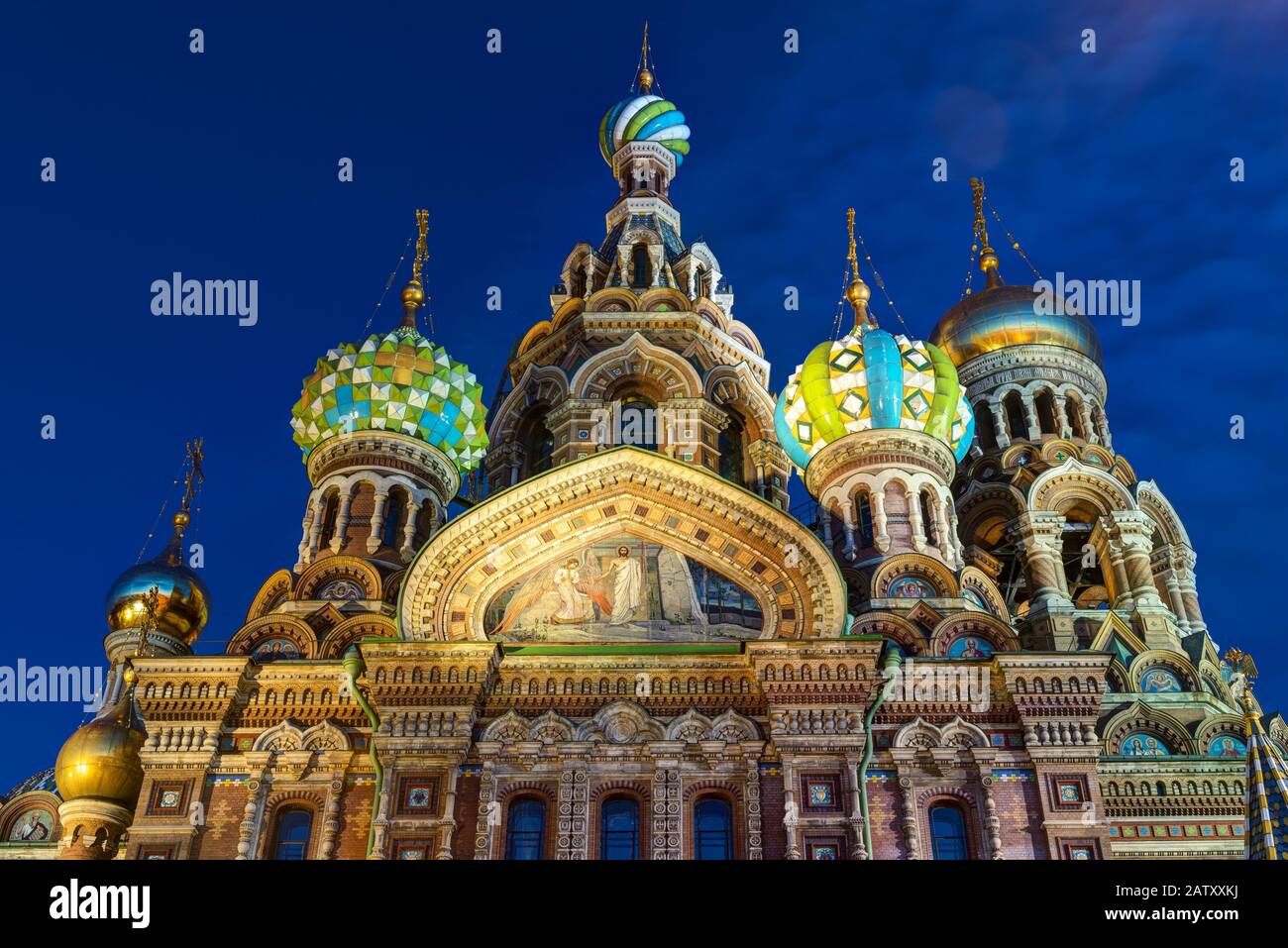 Erlöserkirche auf Verschüttetem Blut (Christuskathedrale) in Sankt Petersburg, Russland. Es ist ein architektonisches Wahrzeichen von Central Stockfoto