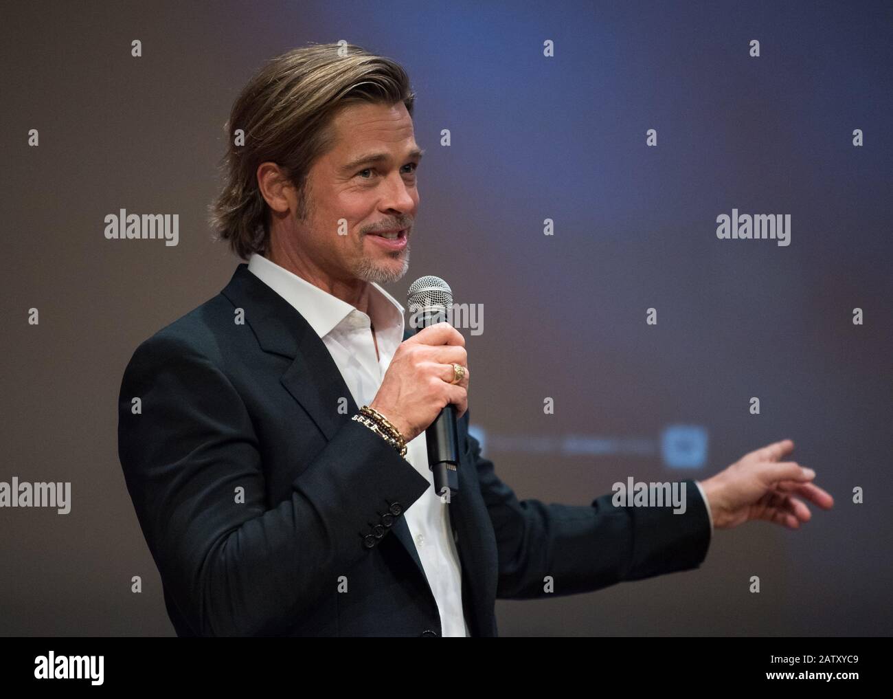 Washington DC, USA - 16. September 2019 - Schauspieler Brad Pitt spricht vor einer Vorführung des Films "Ad Astra" in der National Geographic Society, Montag, September Stockfoto