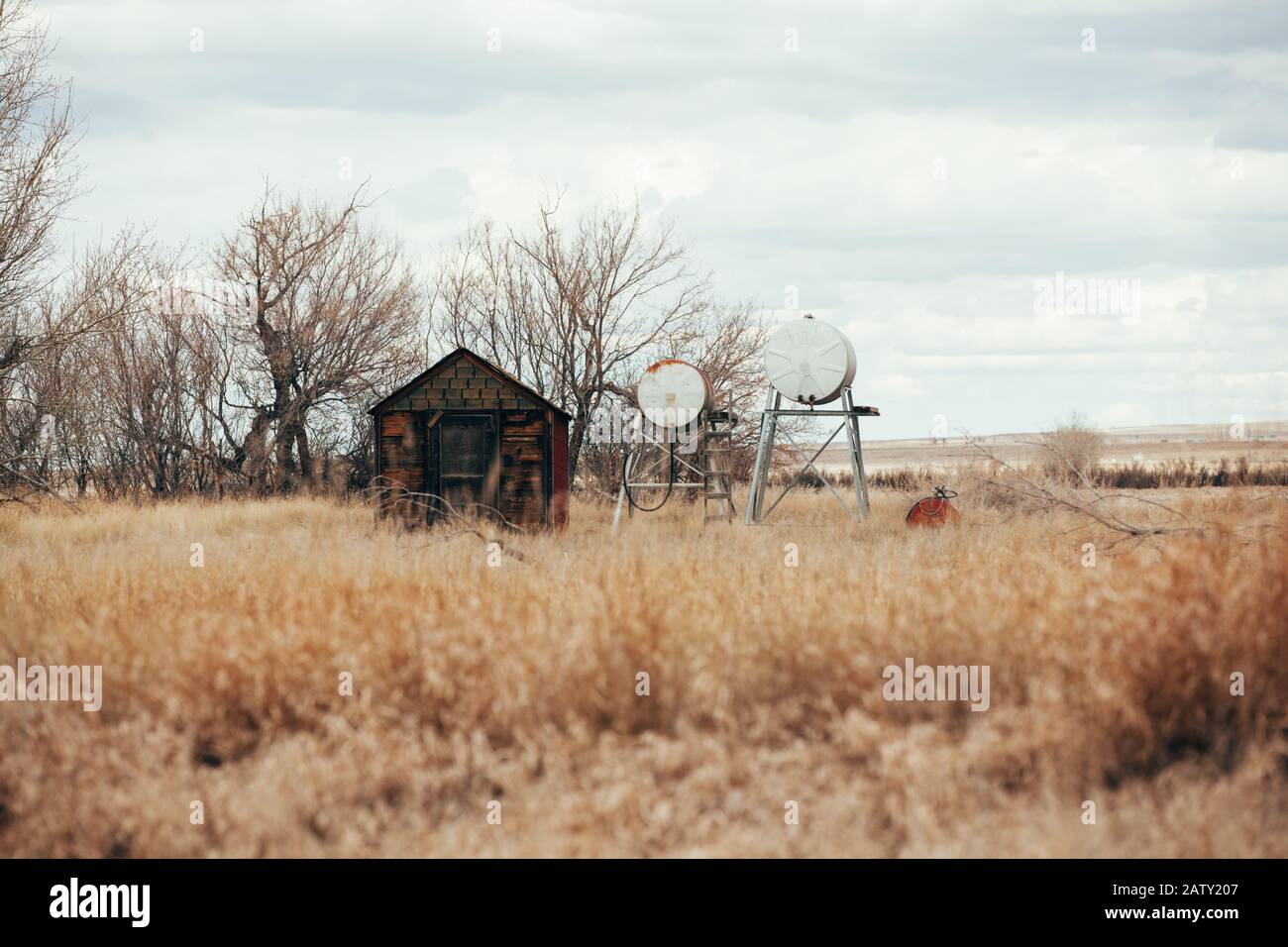 Kraftstofftank in den Prärien Stockfoto