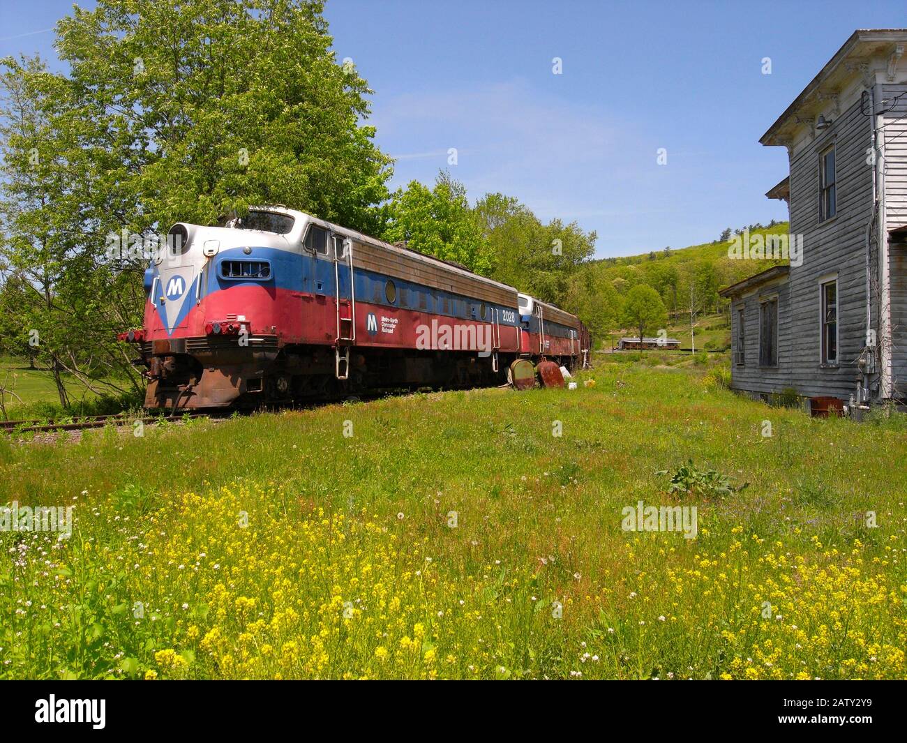 Cooperstown Junction USA - 20. Mai 2012: Old Train Metro-North Commuter Railroad Stockfoto