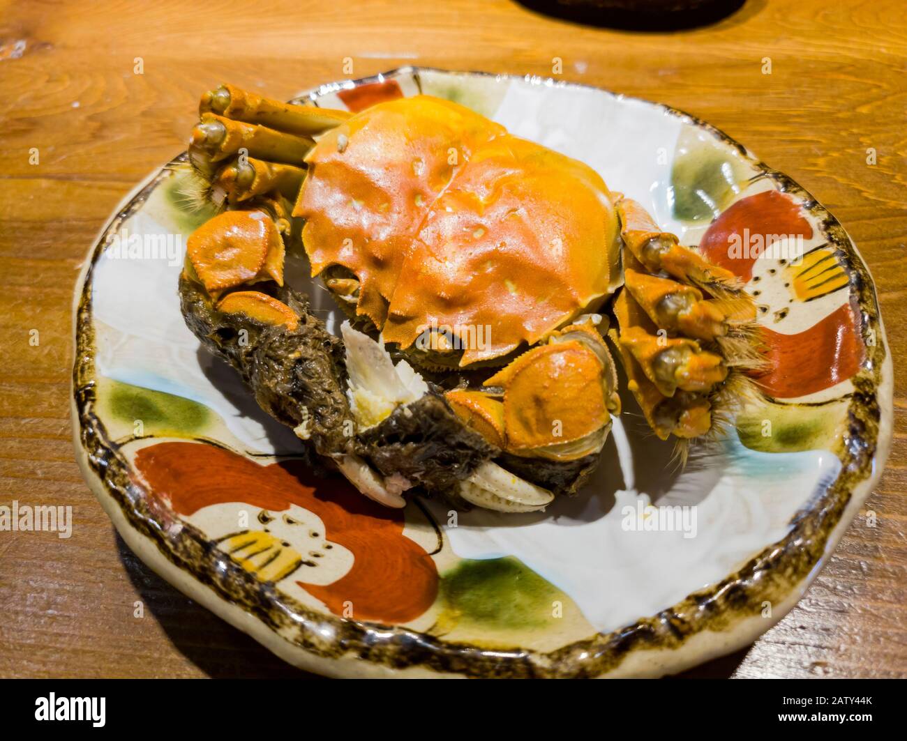 Nahaufnahme eines gedämpften, haarigen Krabben in Taipeh, Taiwan Stockfoto