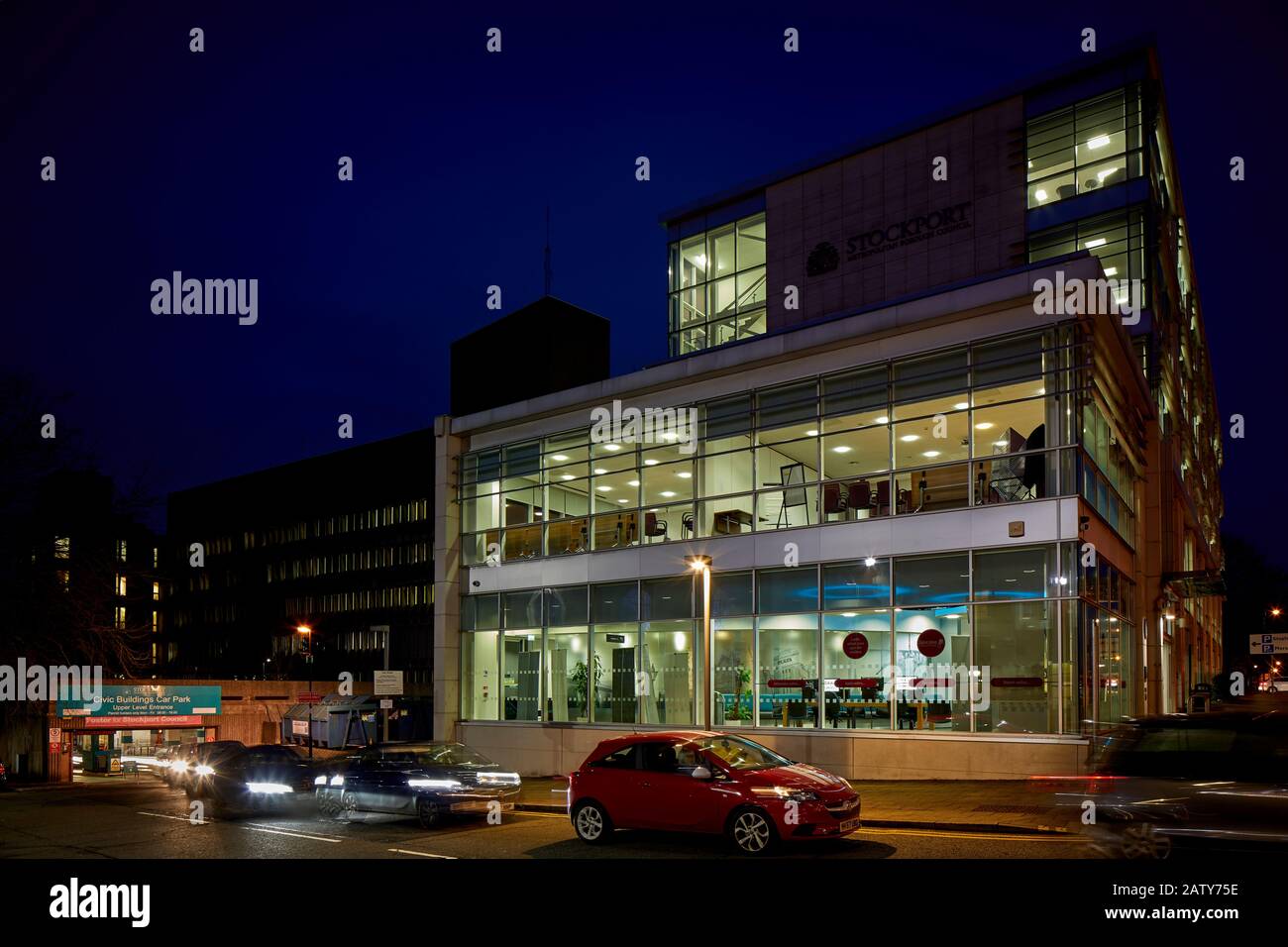Moderne Fred Perry House Stockport council Offices, Cheshire, in Manchester Stockfoto
