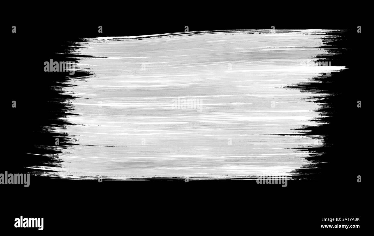 Einzelner Pinselstrich schwarze und weiße Alpha-Hintergrund-Texturelement. Stockfoto