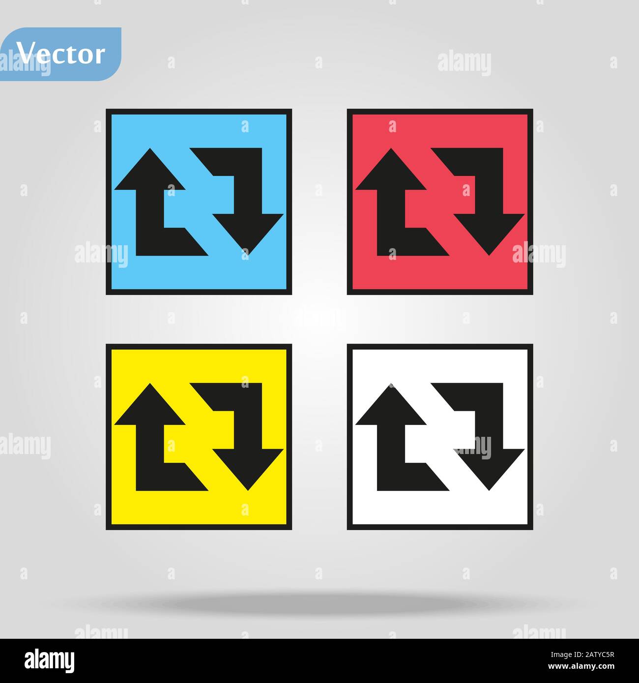 Pfeil neu laden, drehen, aktualisieren, Zeichen auf abgerundetem viereckigem Hochglanzsymbol Webinternet-Taste und Farbreflexion auf grauem Hintergrund wiederholen. Vektor Stock Vektor