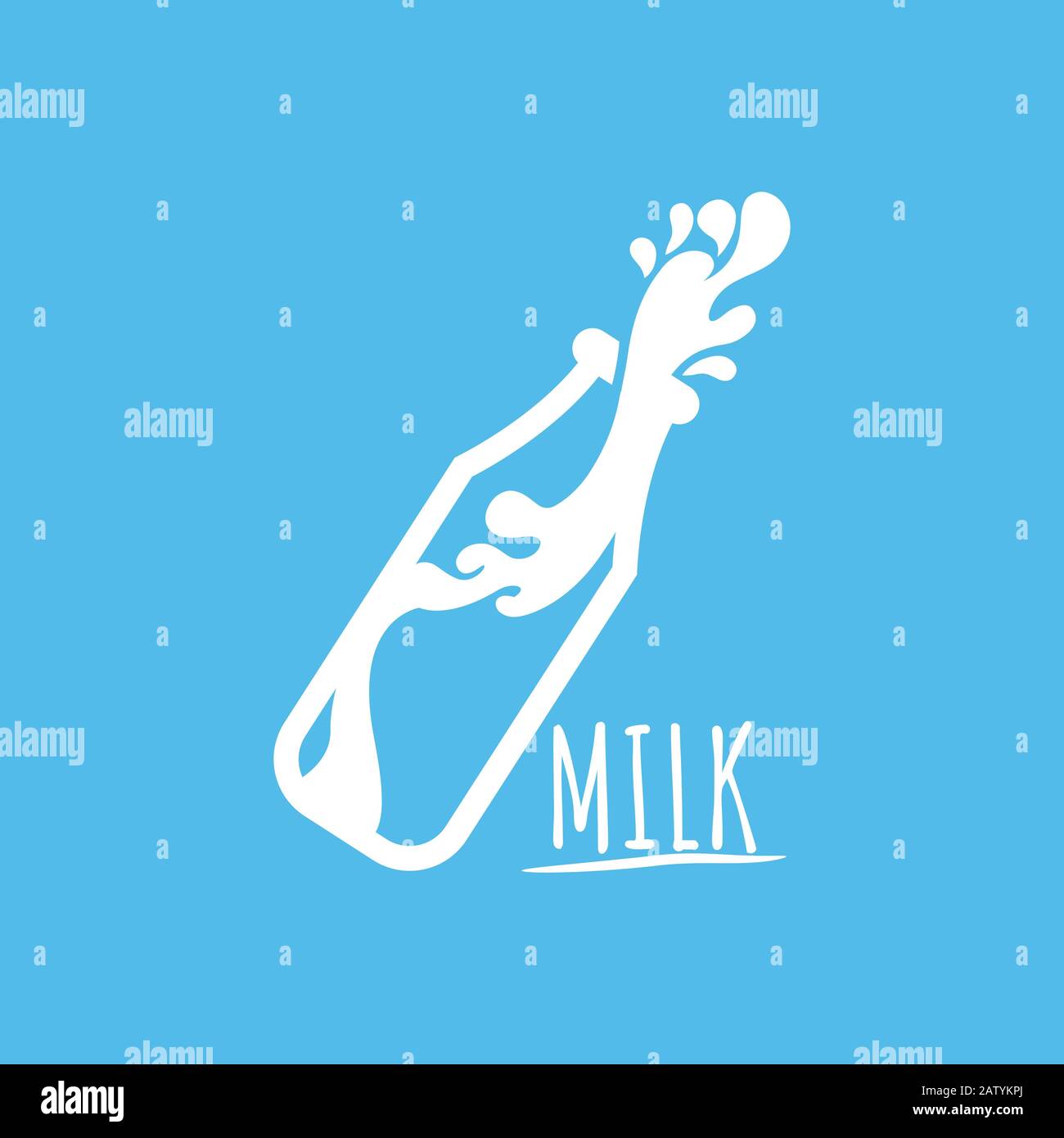 Vektordarstellung des realistischen, weißen Milcheinströmens in transparentes Glas mit auf dem Hintergrund isoliertem Spritzwasser Stock Vektor